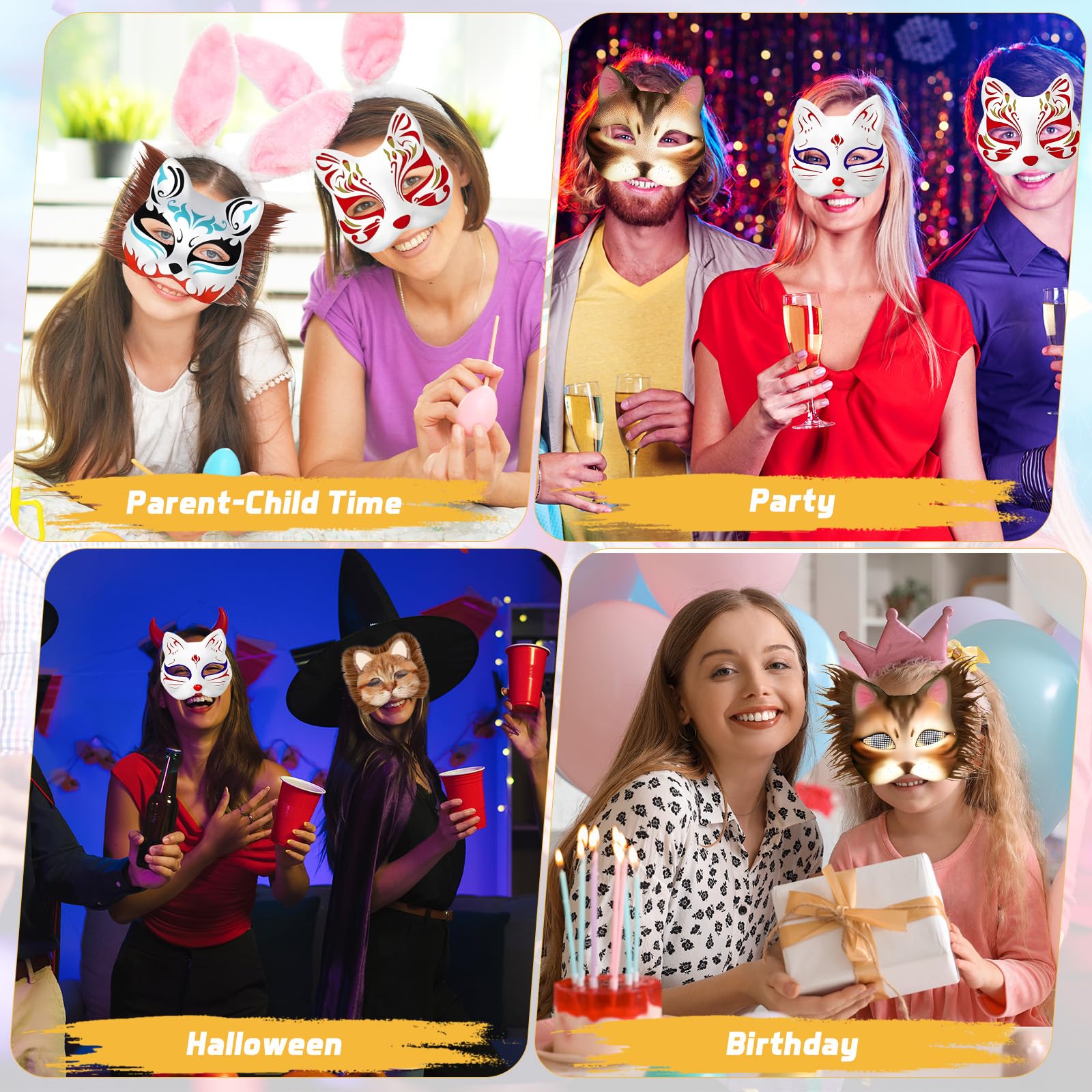 Starvortex 10 Pezzi Maschera Gatto Fai Da Te, Kit Completo con Colori Acrilici e Pelliccia Sintetica per Therian Mask, Maschere da Gatto Personalizzabili per Halloween, Carnevale, Cosplay