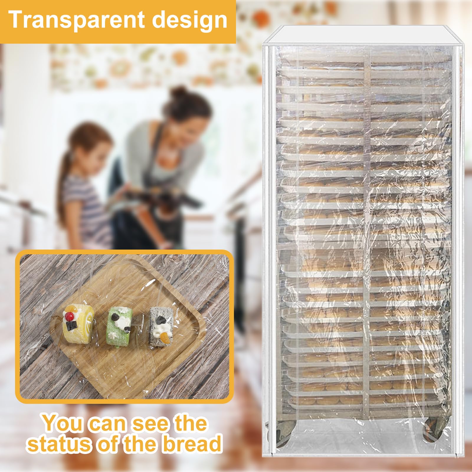 ZJRDYYK Bun Pan Rack Cover Bakers Rack Cover, 10/20 Tier Sheet Pan Rack Cover with Zipper for Home Kitchen Restaurant Bakery(28