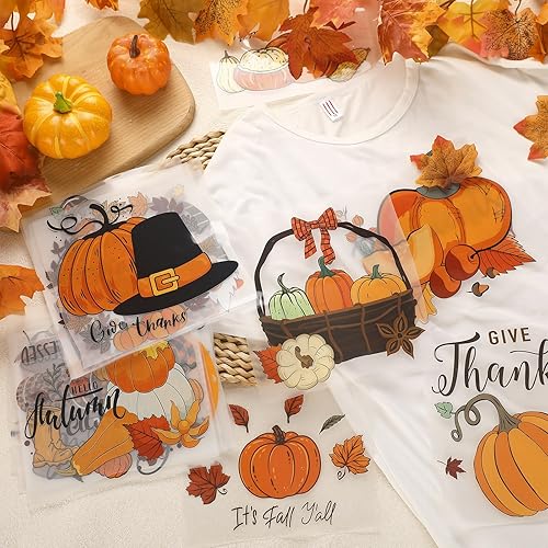 Miniatura 6 de 30 parches de transferencia para planchar de otoño, calabaza, transferencia para camisetas de Acción de Gracias, calcomanías para planchar en hojas