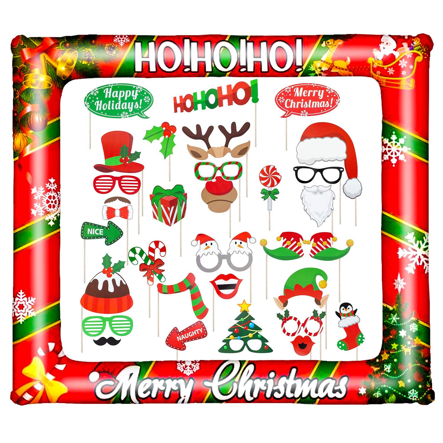 Buy PTFNY Christmas Inflatable Photo Booth Props Frame Inflatable Merry