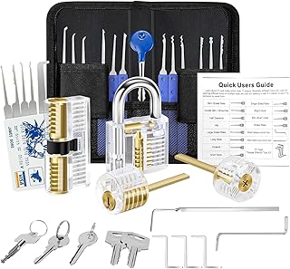 Latest Lock Pick Set, [36 Pcs] Yakiter Premium Lock Picking Kit with 4 Transparent Training Locks, Complete Professional T...
