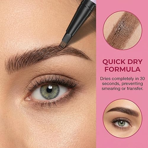 Miniatura 8 de Juego de bolígrafo y gel 2 en 1, 4 puntas, moldeador de cejas ultra preciso, 5 tonos a juego de color de cabello, gel de sellado transparente,