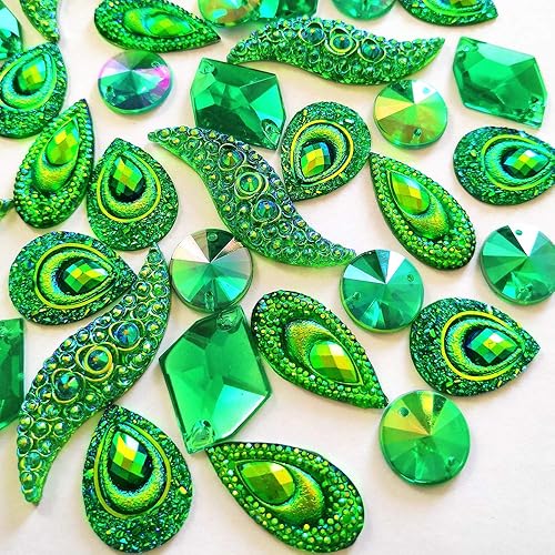 Vista 31 de 50 piezas de gemas de espejo AB de diferentes formas con efectos especiales para coser, diamantes de imitación facetados para manualidades, ropa