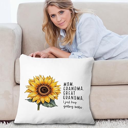 Miniatura 5 de Fundas de almohada de 18 x 18 pulgadas, el mejor regalo para la abuela para el día de la madre, diseño floral para el anuncio de bebé GG para el