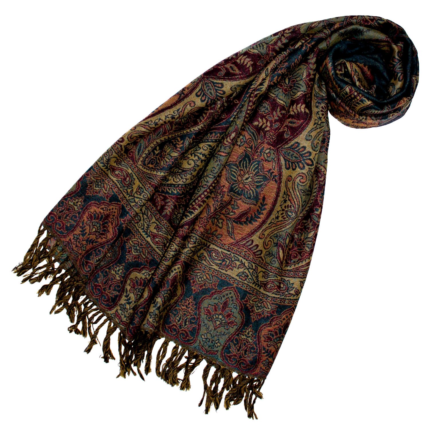 Lorenzo Cana - Dames Pashmina sjaal van zachte wol van Merino lam Paisley patroon meerkleurig 70 cm x 180 cm wollen sjaal wollen doek 78667, Meerkleurig, 70 x 180 cm