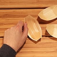 Vista 4 de BambooMN - Platos desechables para barcos de madera para alimentos y aperitivos - 4.3" x 2.5" x 1" - 100 piezas
