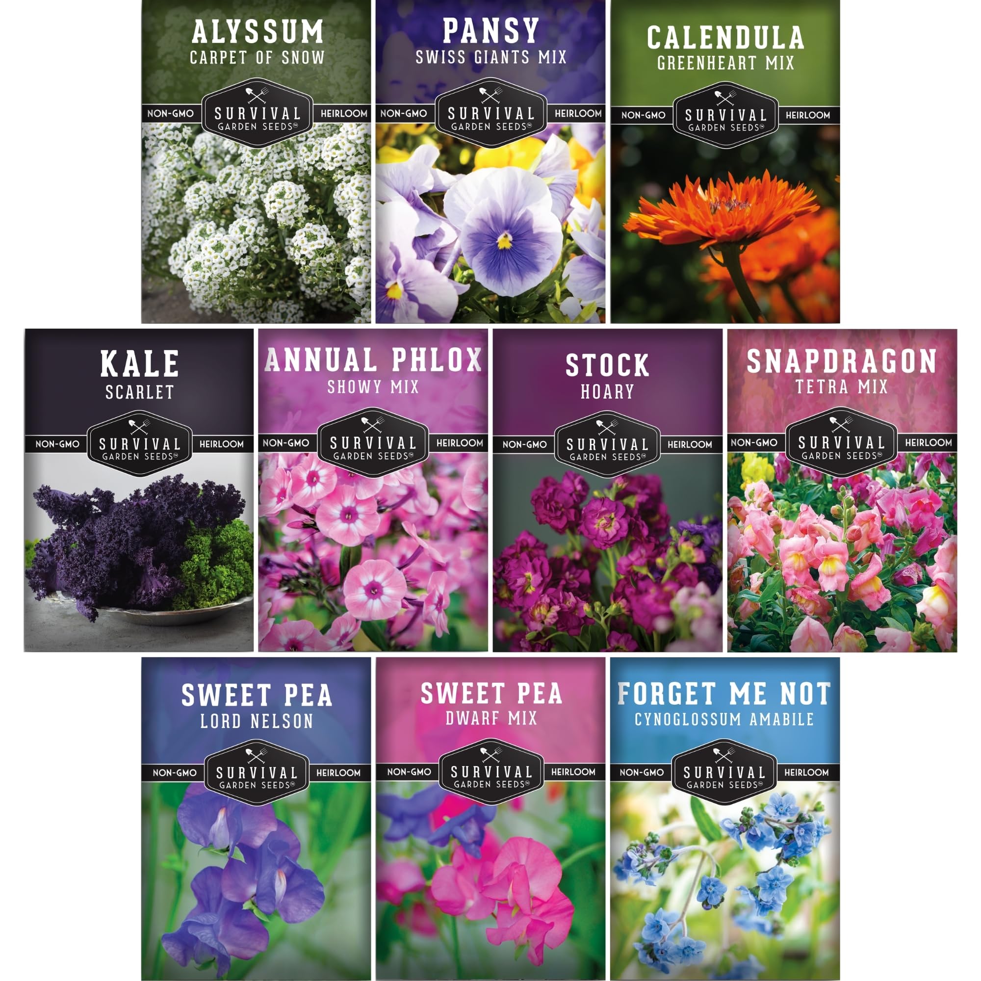 Survival Garden Seeds Cool Season Flower Collection