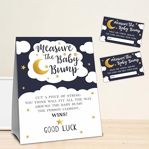Miniatura 9 de Baby Shower color azul marino mide la protuberancia, mide el vientre de mamá  1 letrero de pie y 50 boletos  Revelación de género, baby shower,