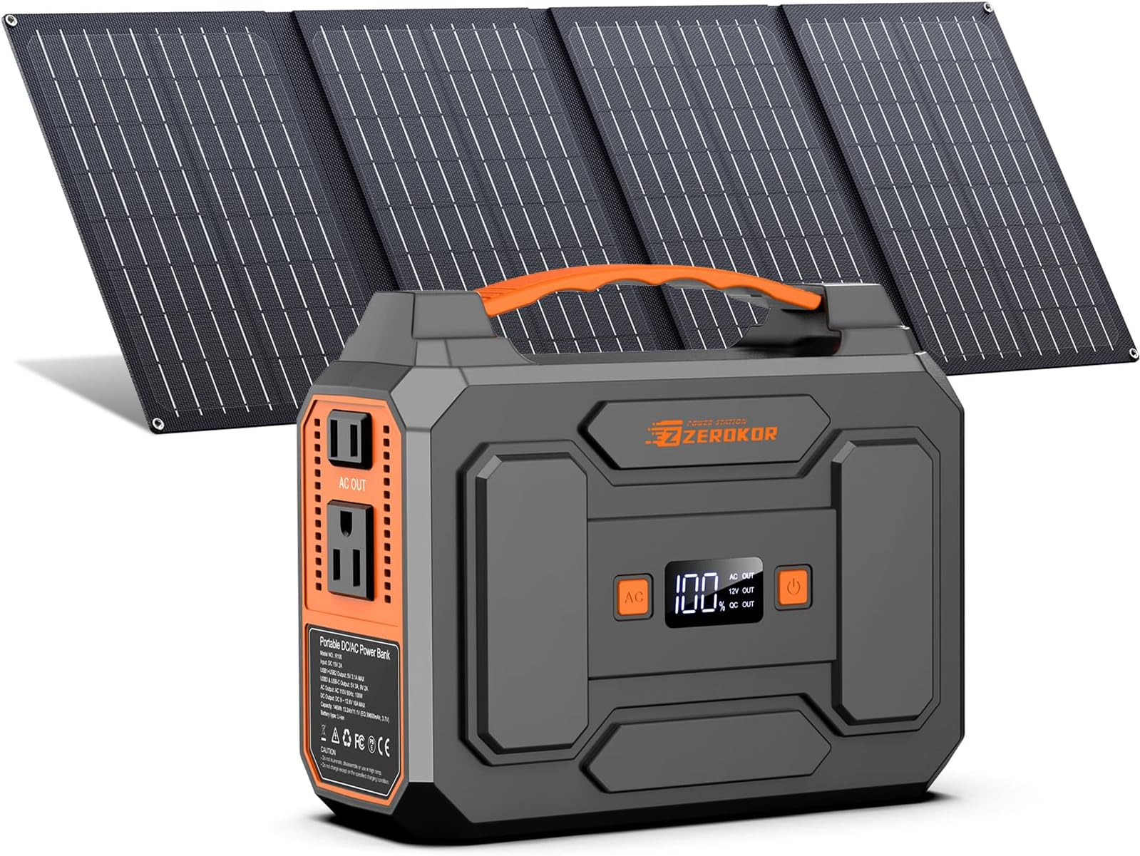 Portable Power Station with Foldable 40W Solar Panel, 100W Solar Powered Generator with Panels, AC Outlet Camping Solar Power Bank 146Wh DC Battery Pack for Smart Device RV Outdoor Power Outage