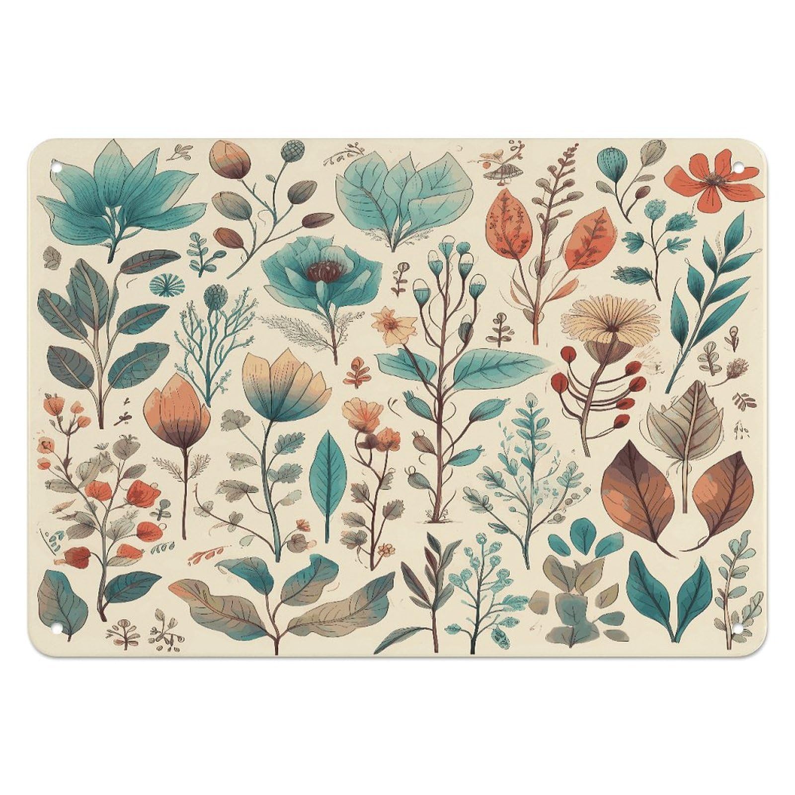 Fodpand Style Flowers And Leaves Retro Vintage Metal Tin Sign,Wall Art Decor Garden Plaque Poster For Bedrooms Yard Bars Pubs Patios Porches 7.9X5.5 Inch