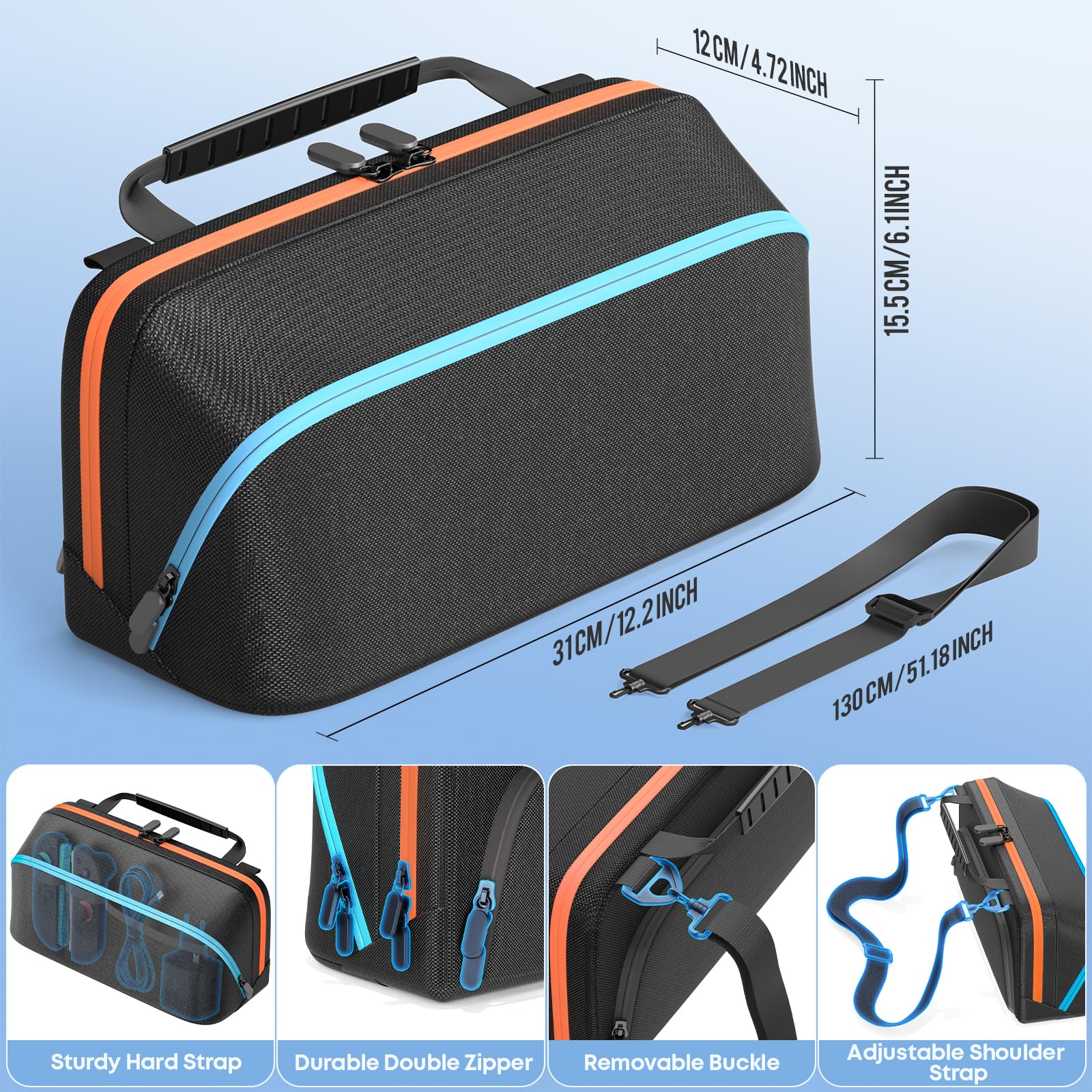 Borsa a Tracolla per Switch 2/OLED/Originali con Tracolla Regolabile, Custodia Switch 2 per Console & Controller Joy-Con 1/2 & Accessori di Gioco, Borsa da Viaggio Switch 2 per Accessori Switch