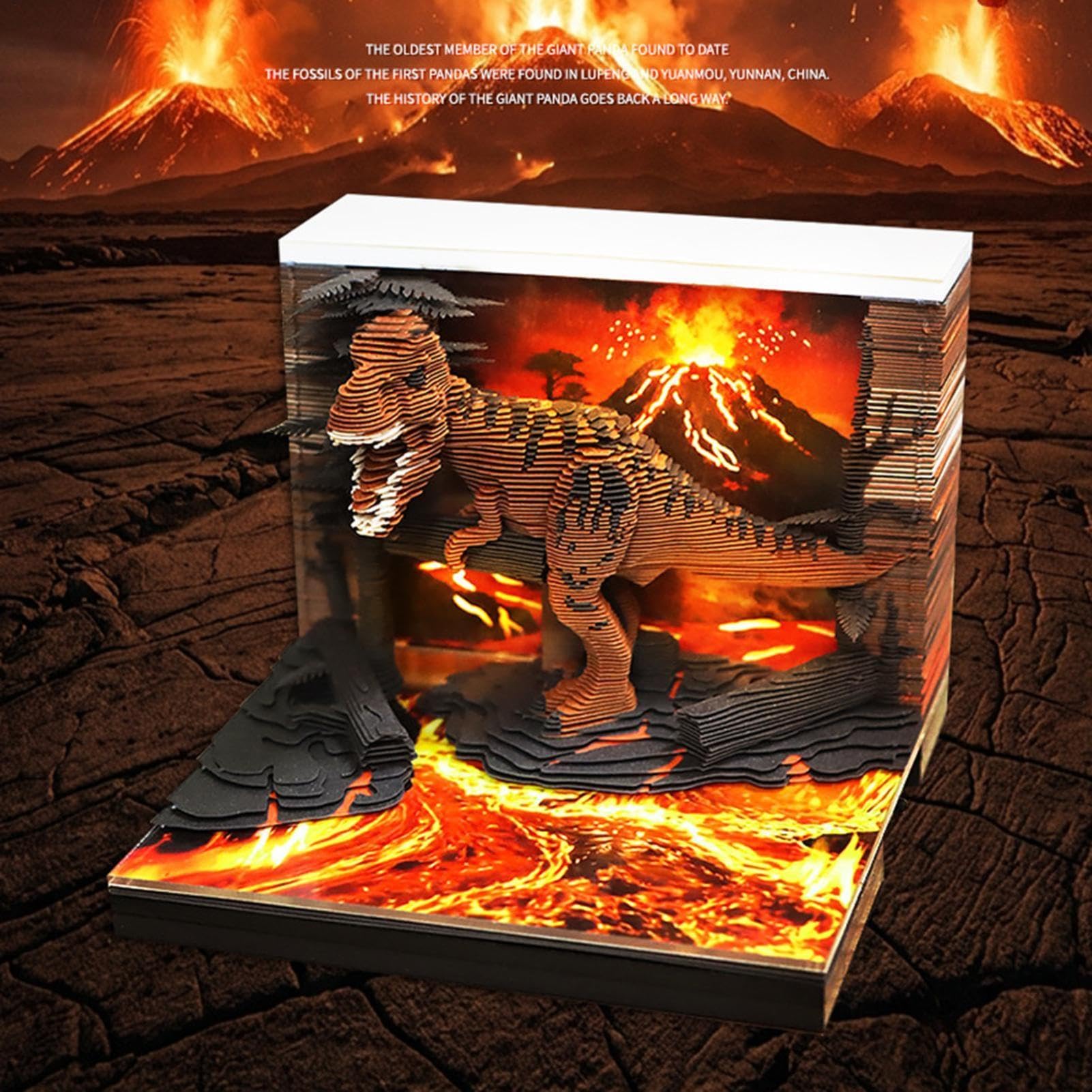 3D Tischkalender 2027 Abreißbarer Papierschnittkunst-Dinosaurier-Notizblock | Schreibtischkalender Für Das Jahr 2027 Als Dekoration Im Schul- Und Bürobereich Und Zum Tracking Von Gewohnheiten