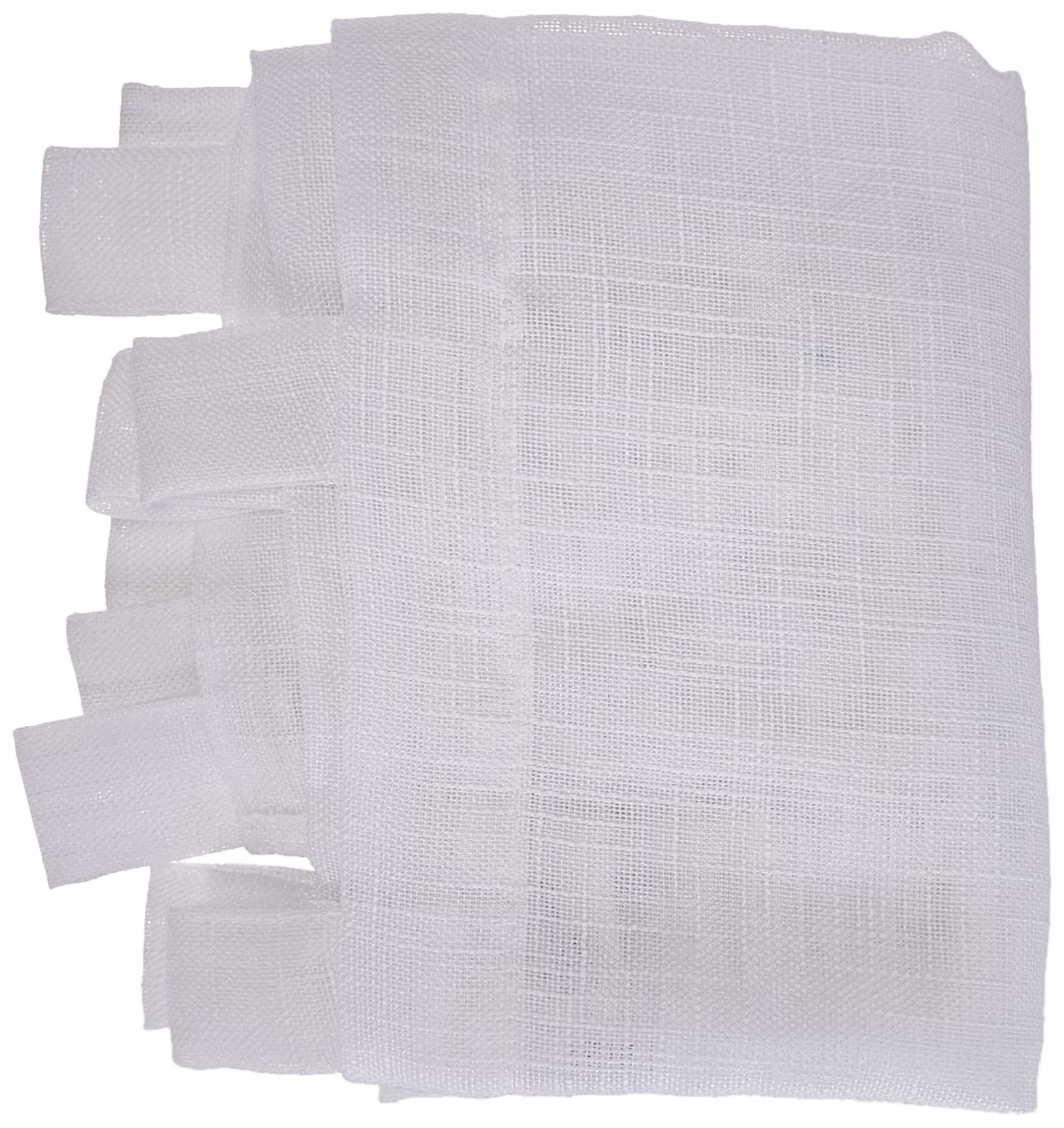 Douceur d'Intérieur Haltona Pair of Straight Loops Linen Look Haltona Weave Polyester, White, 120 x 60 cm