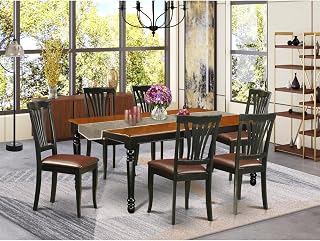 Kitchen Table Set with 6 Chairs - 7 Piece Dining Room Set - Rectangle Butterfly Leaf Table - Black Cherry Finish