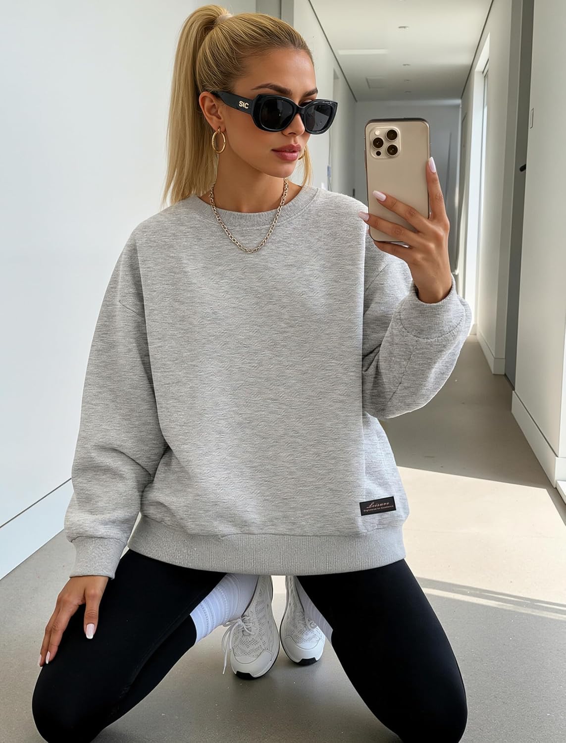 Womens Oversized Sweatshirt, Crewneck Pullover Long Sleeve Sweatshirt for Women Fall&Winter Tops 2025 - Image 5