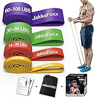 JAKKOFOXX Resistance Bands Set: Pull Up Assist Bands for Men & Women - 4 Levels 5-100lbs, Durable Workout Bands for Strength Training & Physical Therapy