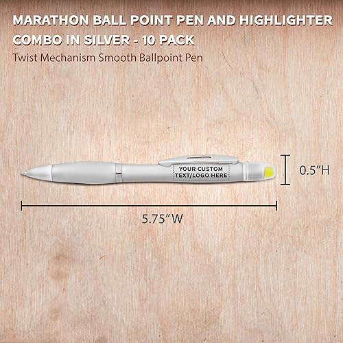 Miniatura 5 de DISCOUNT PROMOS Paquete de 10 rotuladores de gel Marathon - Texto personalizable, logotipo, mecanismo de giro, bolígrafo - Plata