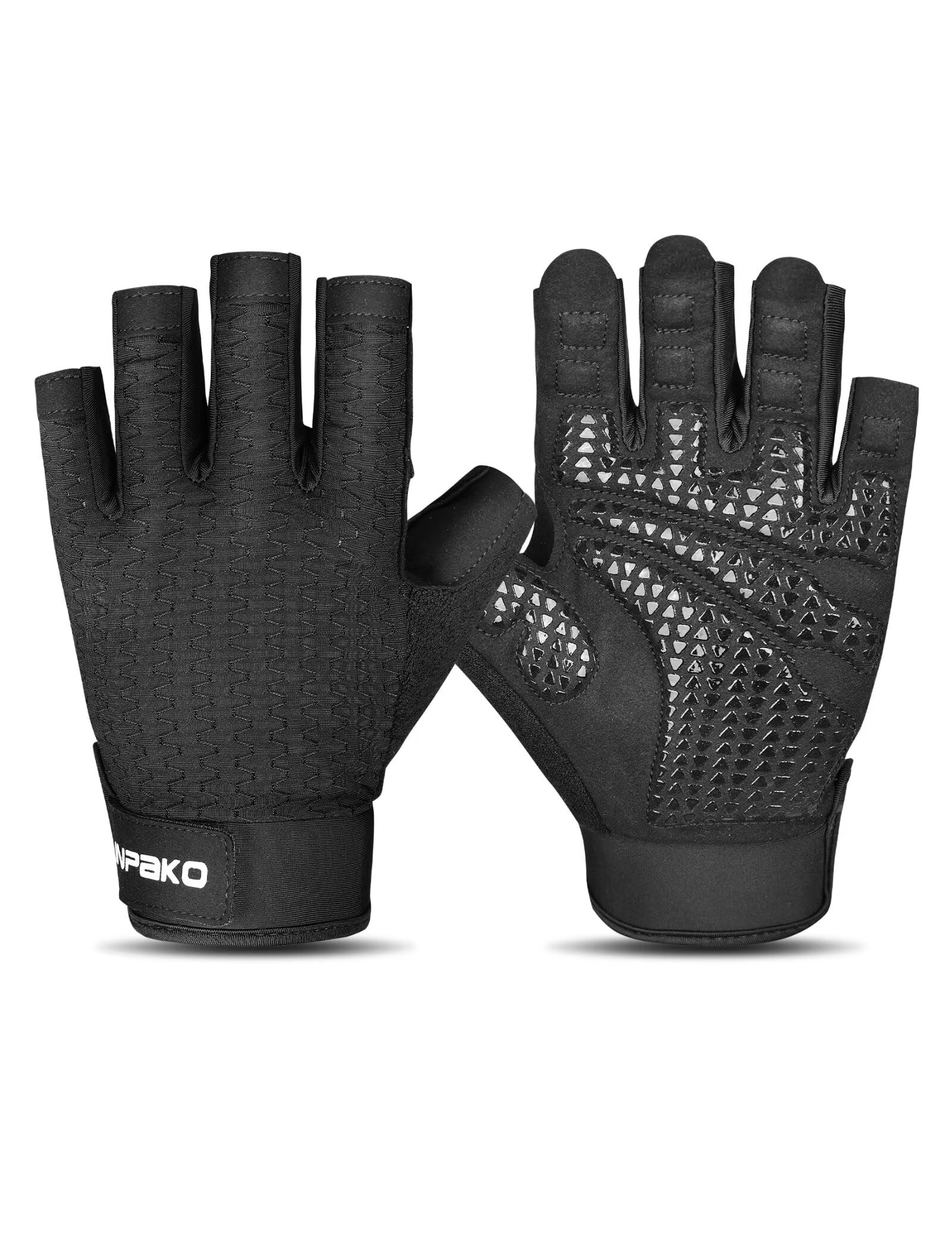 INPAKO Workout Gloves for Men and Women, Half-Finger Gym Gloves, Shock-Absorbing, Anti-Slip & Breathable Exercise Gloves, Black