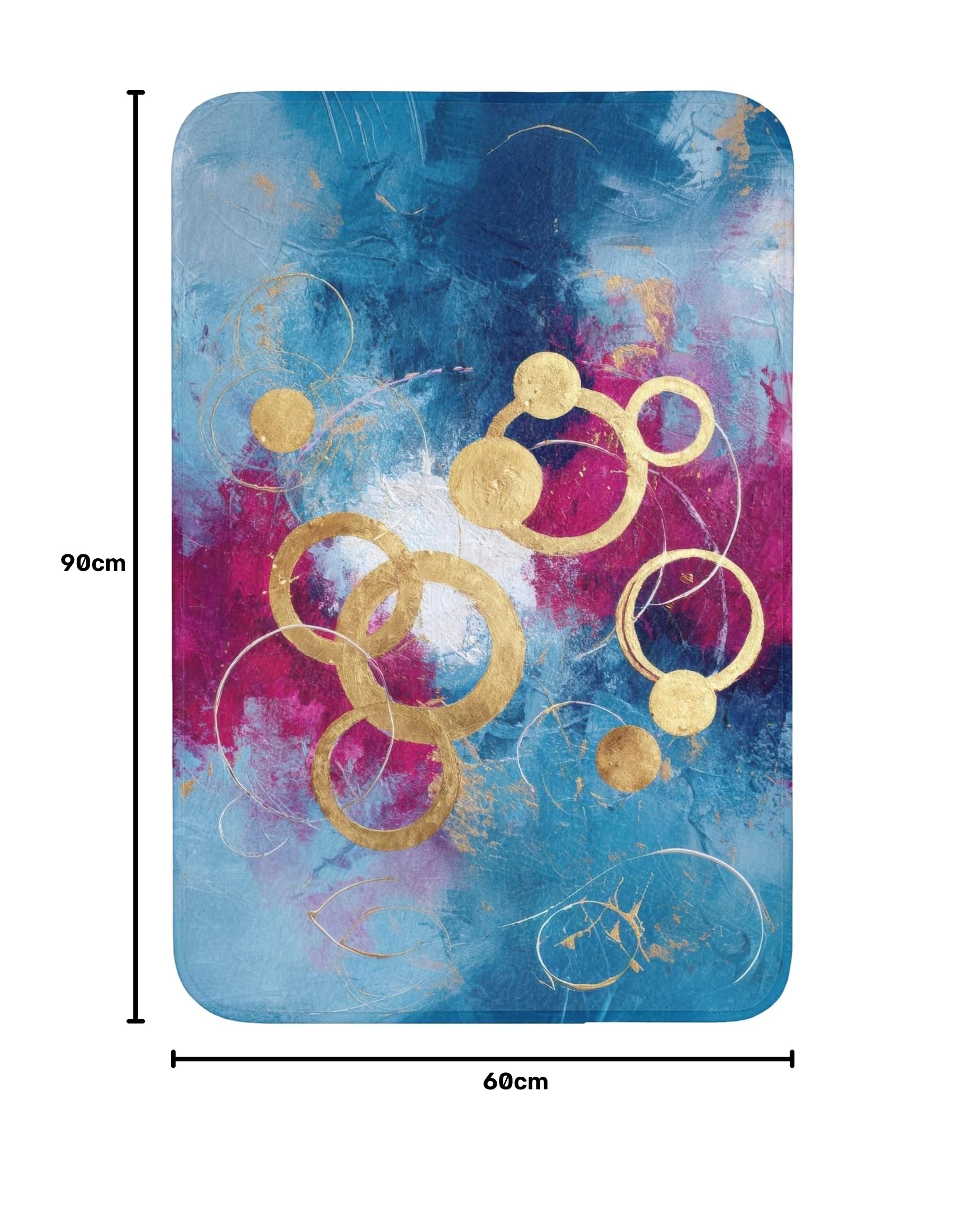Alfombra De Baño Rectangular 60x90 cm Bathroom Bath Mat Lavable Tapete Antideslizante Alfombras Ducha Decoracion Alfombrilla Círculos - Oro - Abstracto