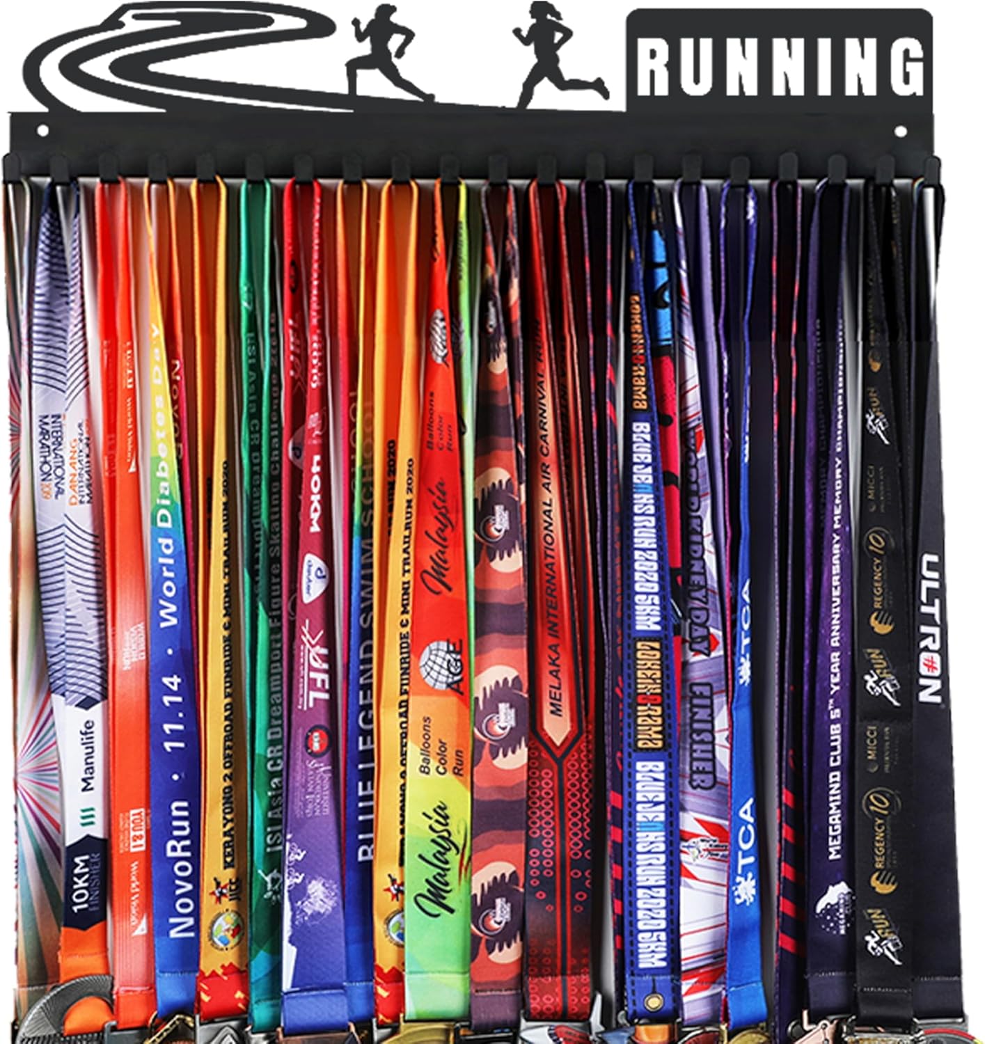 Goutoports Medal Holder Display Hanger - She Believed She Could She Did - Personalized Medal Wall Hanger for Sport Race Runner Sturdy Black Steel Metal Over 60 Medals Easy to Install