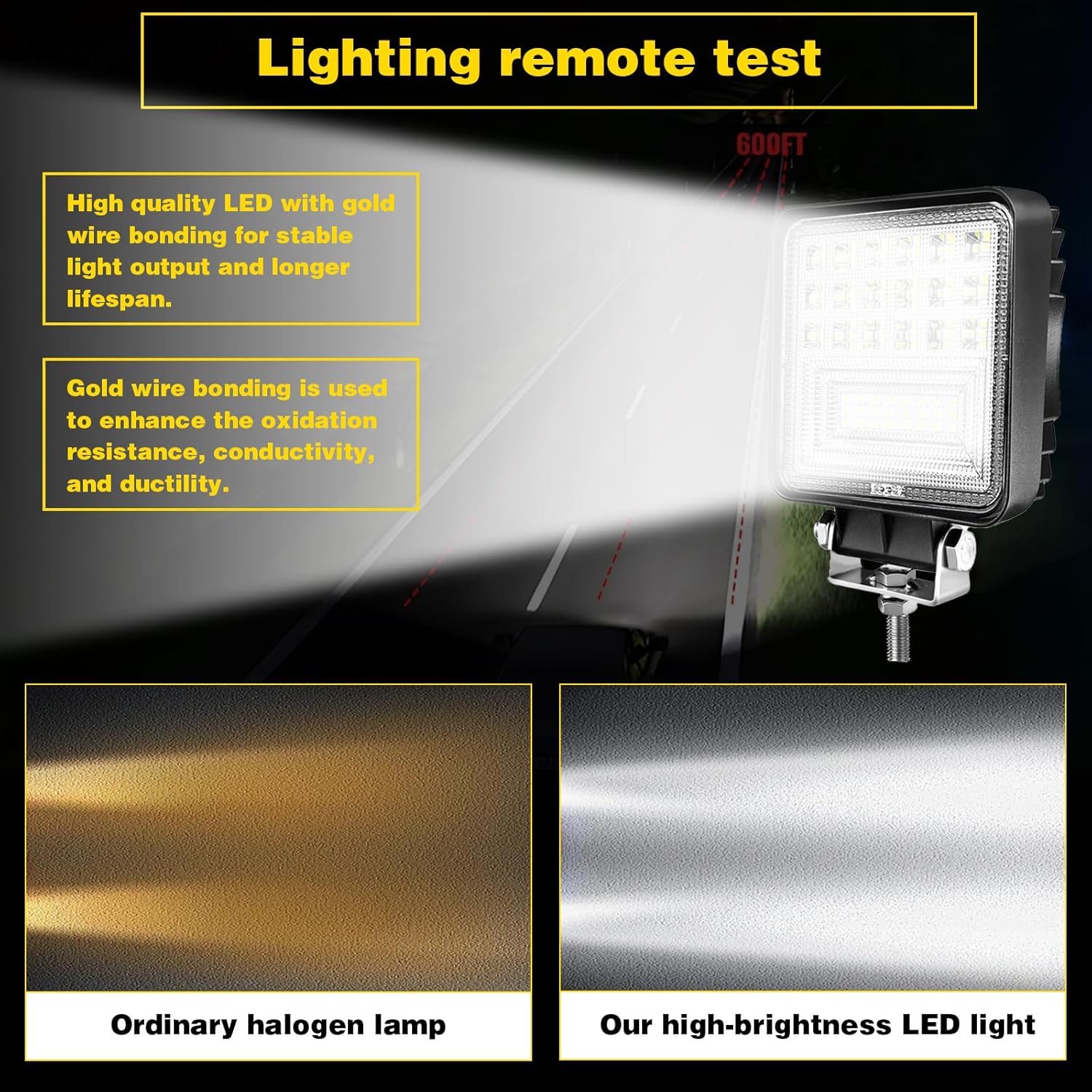 LED Work Lights for Truck Tractor, 4 inch 126W Square LED Light Pods, 12V 24V Waterproof Spot Flood Beam Off-Road Driving Fog Light Work Light Bar for Boat Pickup SUV ATV UTV Golf Cart (60Pack)