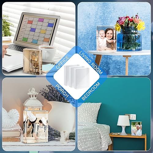 Miniatura 6 de Qunclay 6 piezas de lienzo de sublimación de cristal para sublimación, marco de fotos decorativo de transferencia de calor, marco de fotos de