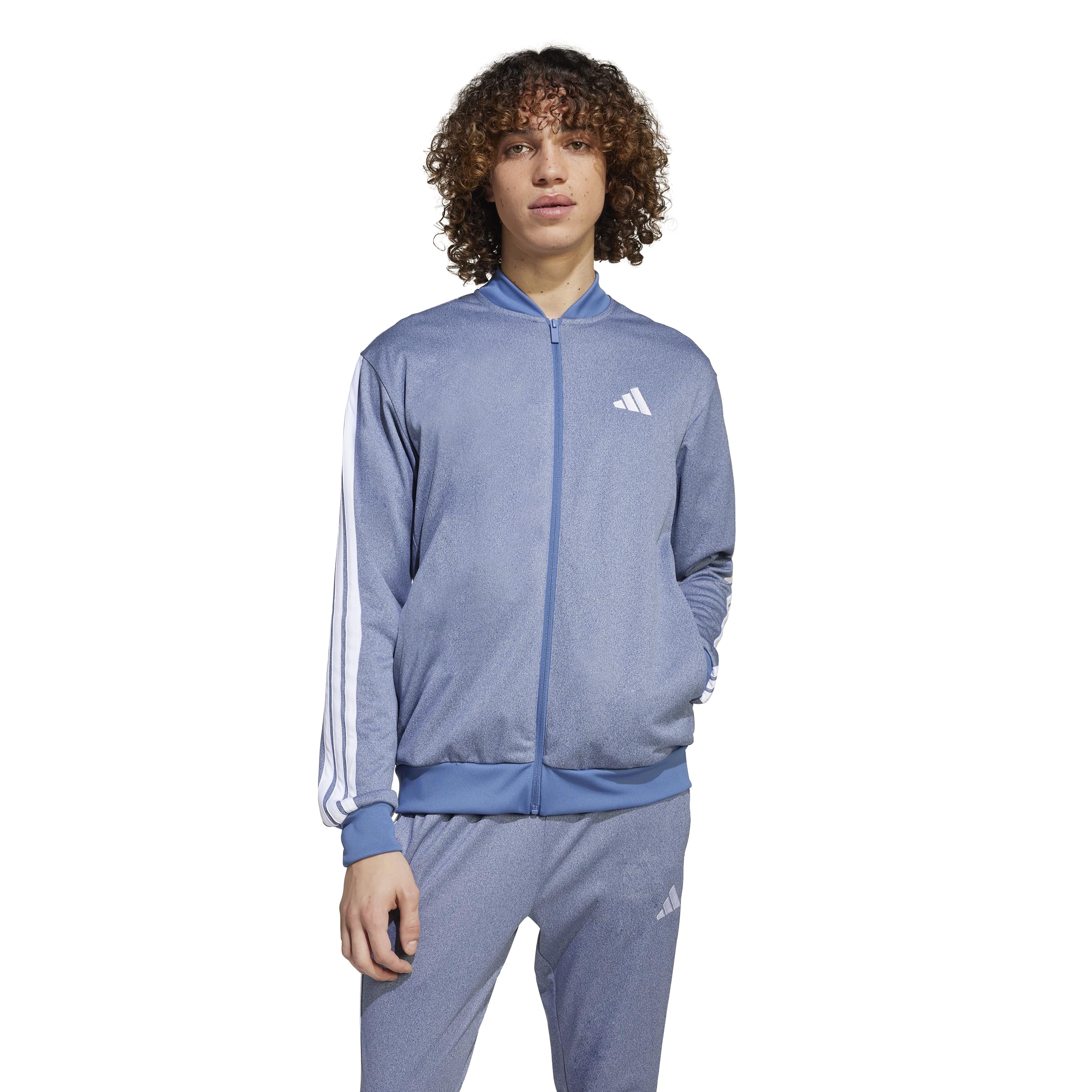 Men's Size Tricot Track Top, Dark Blue Melange, Large-image-38