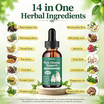 Wormwood Black Walnut Clove Parasite Cleanse for Kids & Humans, 2 Fl. Oz