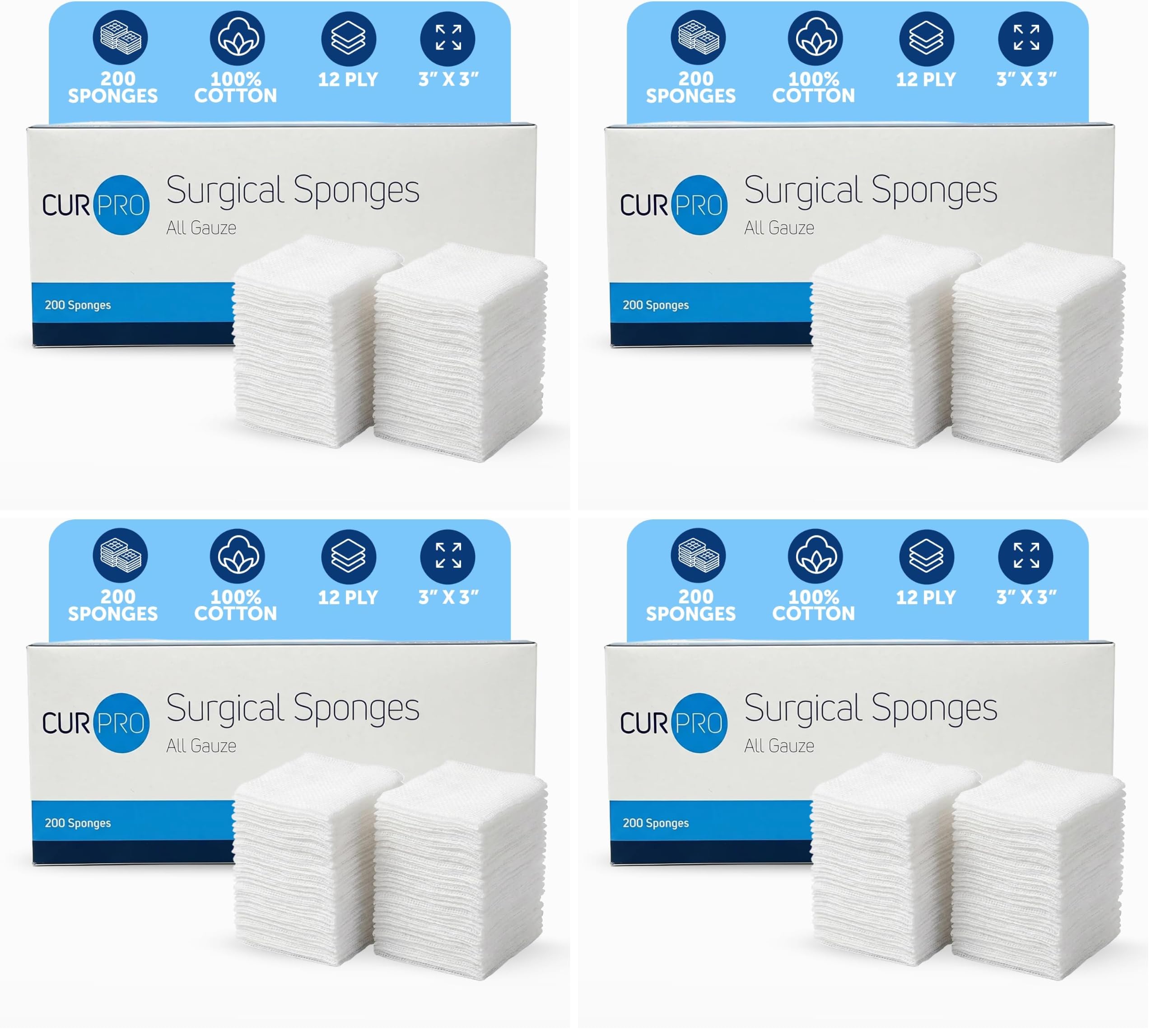 Dynarex Surgical Gauze Sponges, Non-Sterile Pads for General Cleaning and Wound Packing, Made from 100% Absorbent Cotton, 4" x 4," 12-Ply and Latex-Free, 1 Box of 200 Dynarex Surgical Gauze Sponges — Amazon image 8