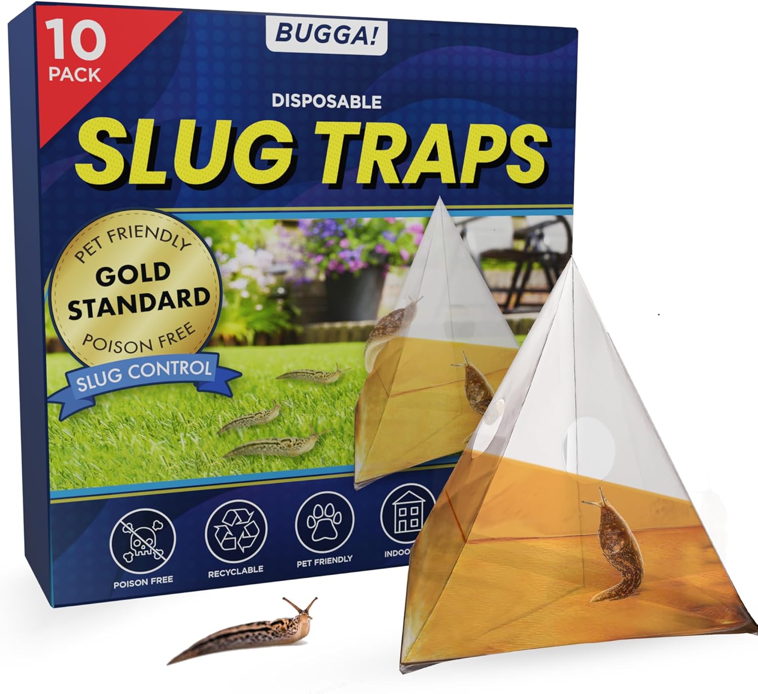 BUGGA! Slug Trap 10 Slug Traps for Indoors and Outdoors Disposable