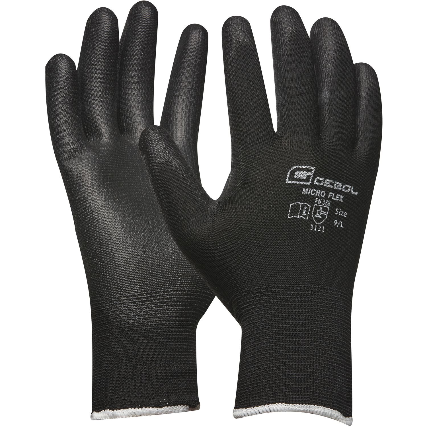 Guanti Da Lavoro Microflex Neri: Maglia Fine Con Rivestimento PU, 1 Paio - 2