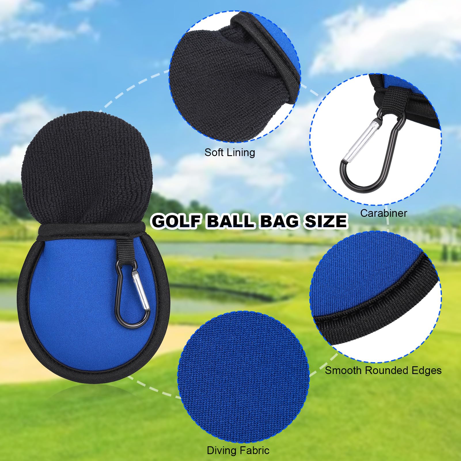 4 x torba do czyszczenia piłek golfowych, przenośna torba na piłkę golfową z klipsami, wodoodporna torba do czyszczenia piłek golfowych z podwójnymi warstwami, kompaktowa torba do czyszczenia piłek