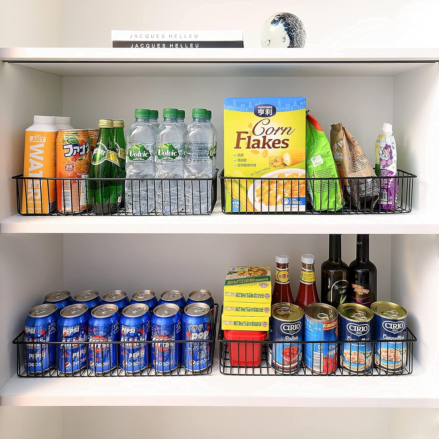 Wetheny Farmhouse Decor Metal Wire Organizer Storage Basket Bin (1 Pack) -Toilet Paper Storage - Organization and Storage for Bathroom, Kitchen Cabinets, Pantry, Closets, Craft Room, Garage (Black) - Image 4