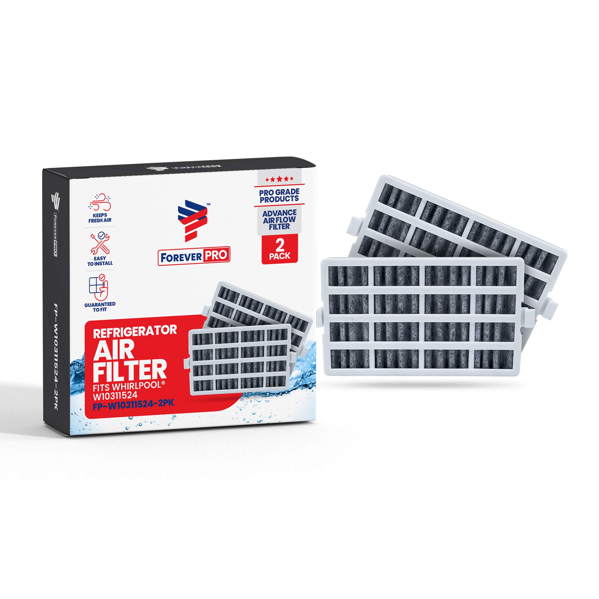 ForeverPRO W10311524 Air Cleaner Filter Assembly Pack of 2 for Whirlpool Refrigerator 2319308 AIR1 W10315189 W10335147