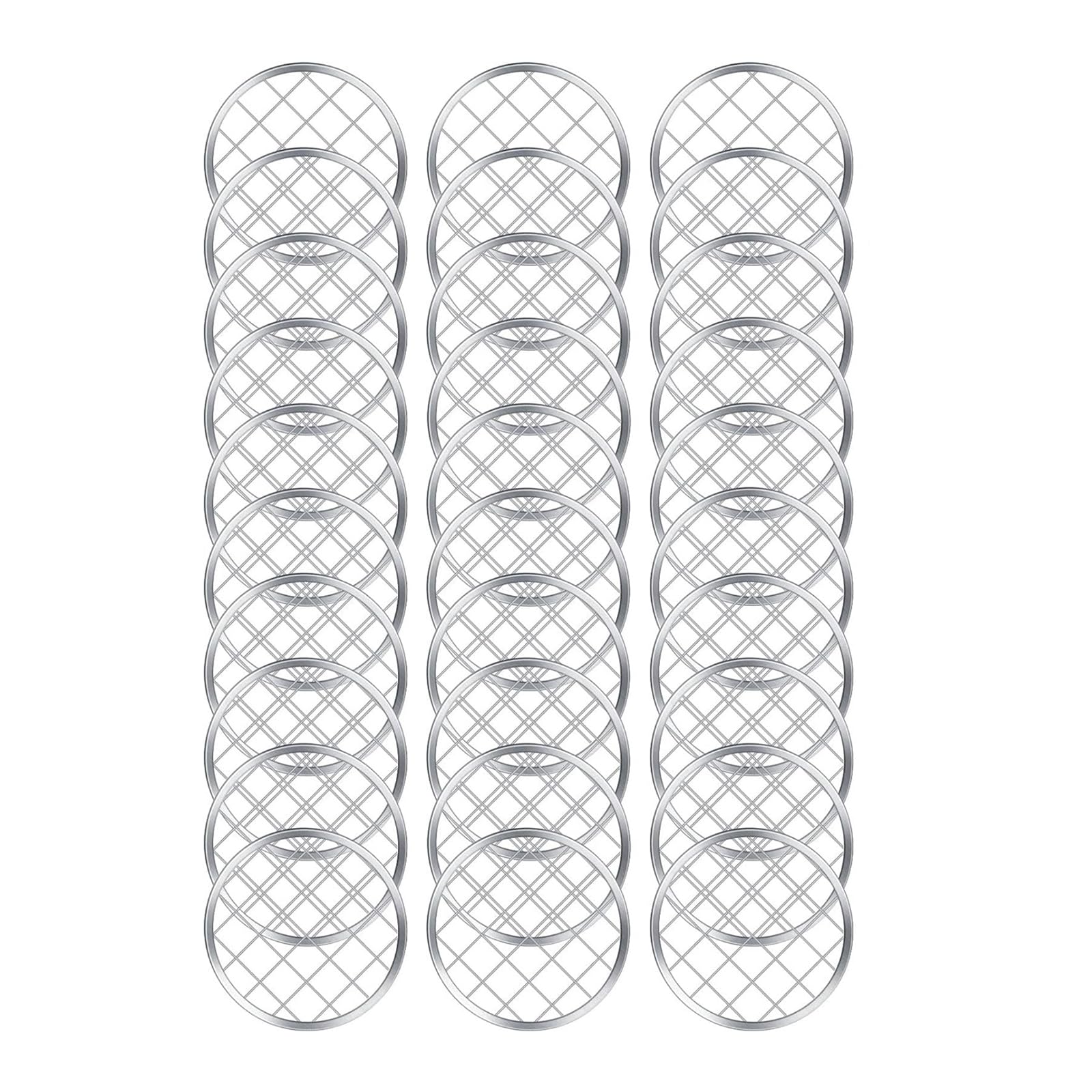 Jazuaiao 30Pcs Lid Insert Silver Metal Lid Canning Jar Metal Flower Insert Grides Flower Organizer For Jar Shelves And Cabinets