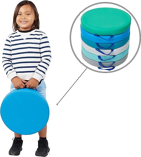 Miniatura 7 de Pearington SitFree Taburete tambaleante de altura ajustable y cojines de suelo redondos SoftScape de 15 pulgadas con asas asiento flexible para