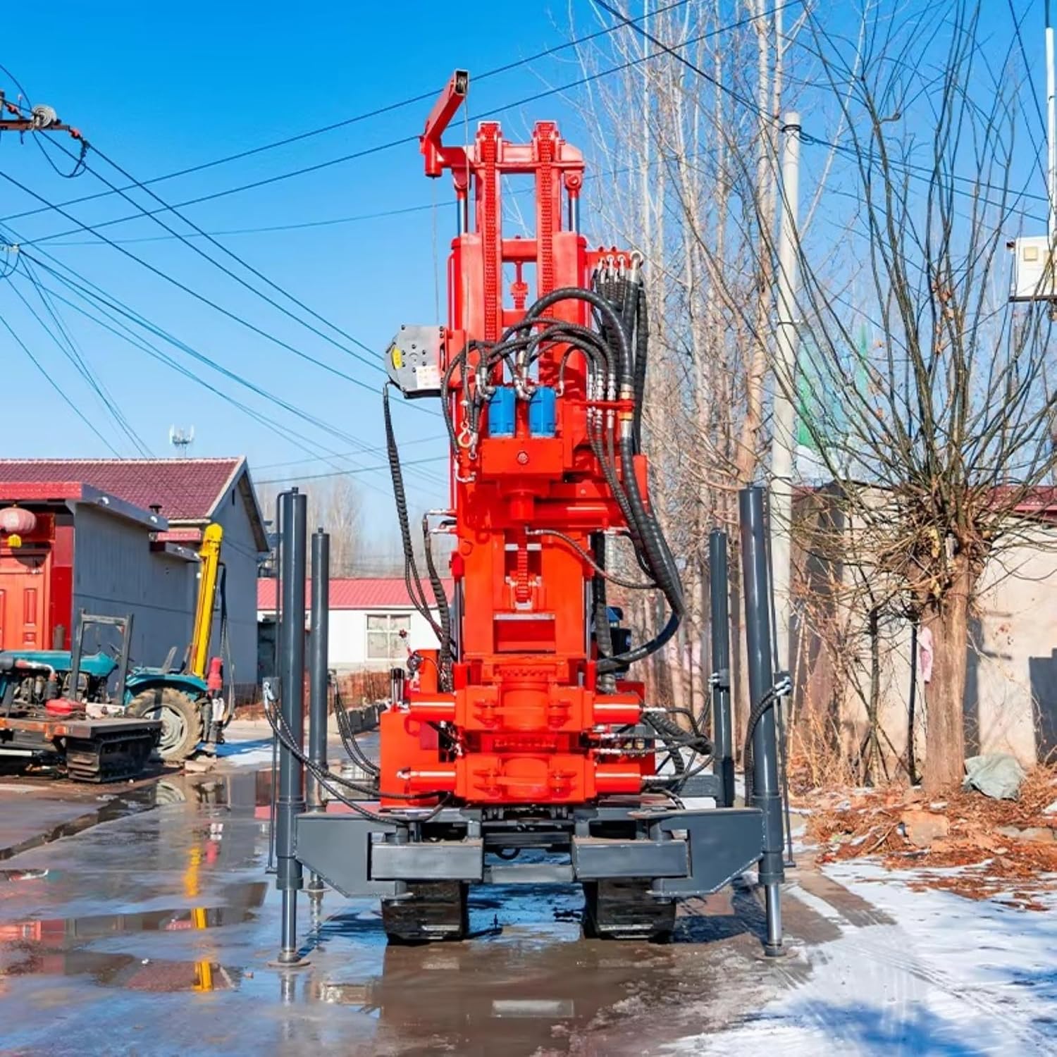 Hard Rock Water Well Drilling Rig, Mobile Hydraulic Borehole Machine with High Torque for Granite & Gravel, Portable Rock Driller