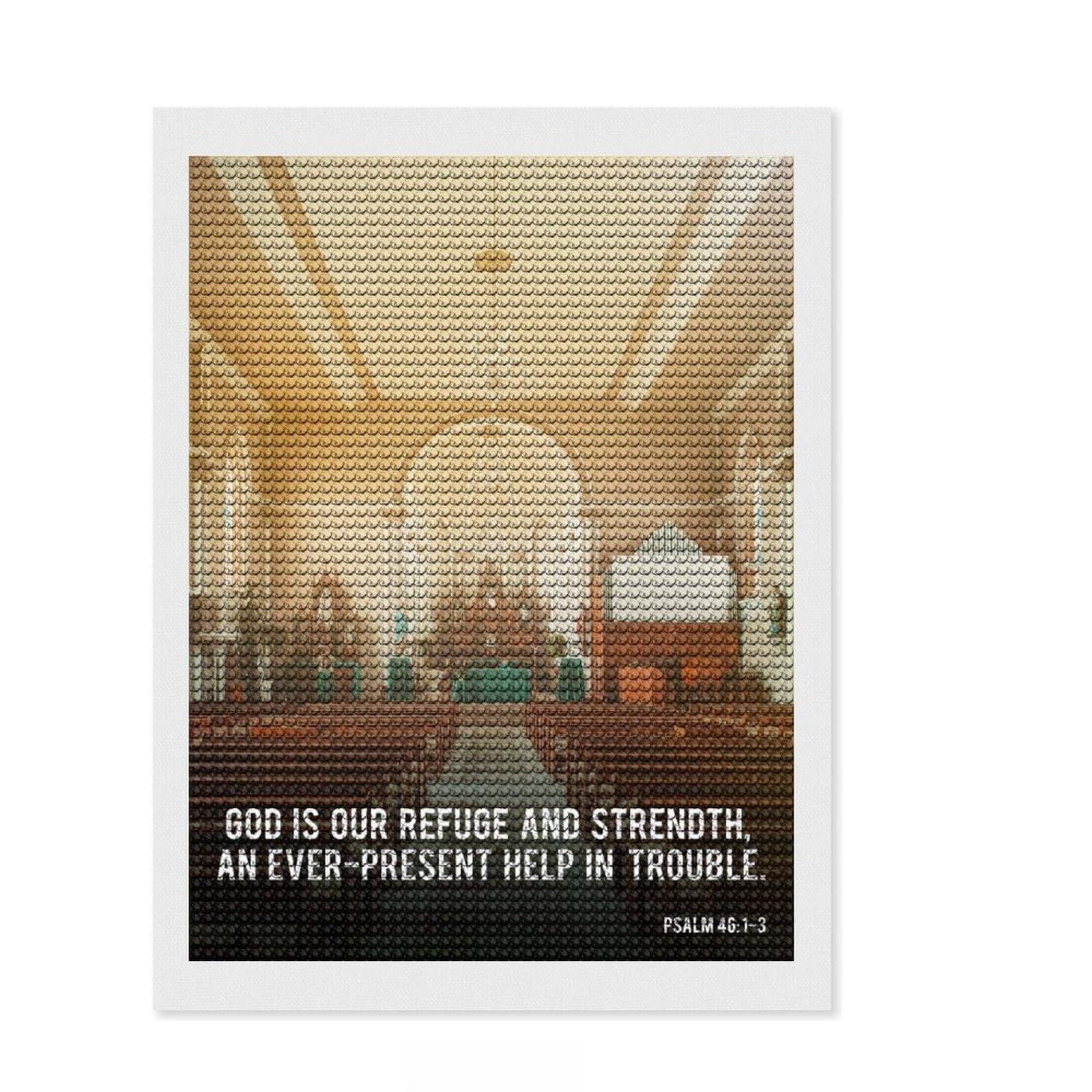 Junmoney Church Quote Bible Diamond Painting Set 12"x16", Printed Canvas, Finish and Display, Home Wall Decor, Gift Idea, Neat Printed Canvas