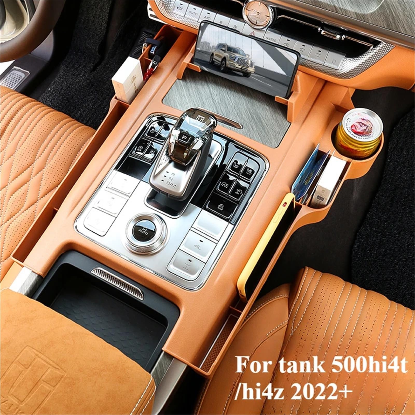 Centralny schowek samochodowy, uchwyt na kubek z wodą, idealny do montażu na ścianie, zbiornik GWM WEY 500, 2022, 2023 i 2024(Crystal Brown)