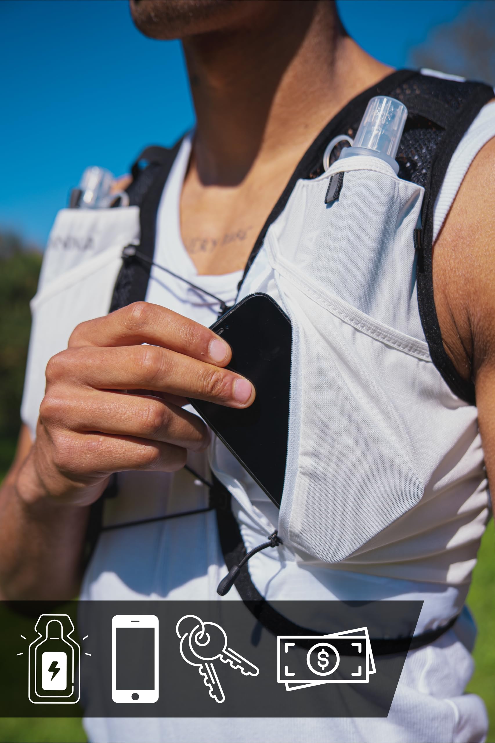 Laufweste Damen Herren mit 2 Trinkflasche 500 ml Running Vest Laufrucksack