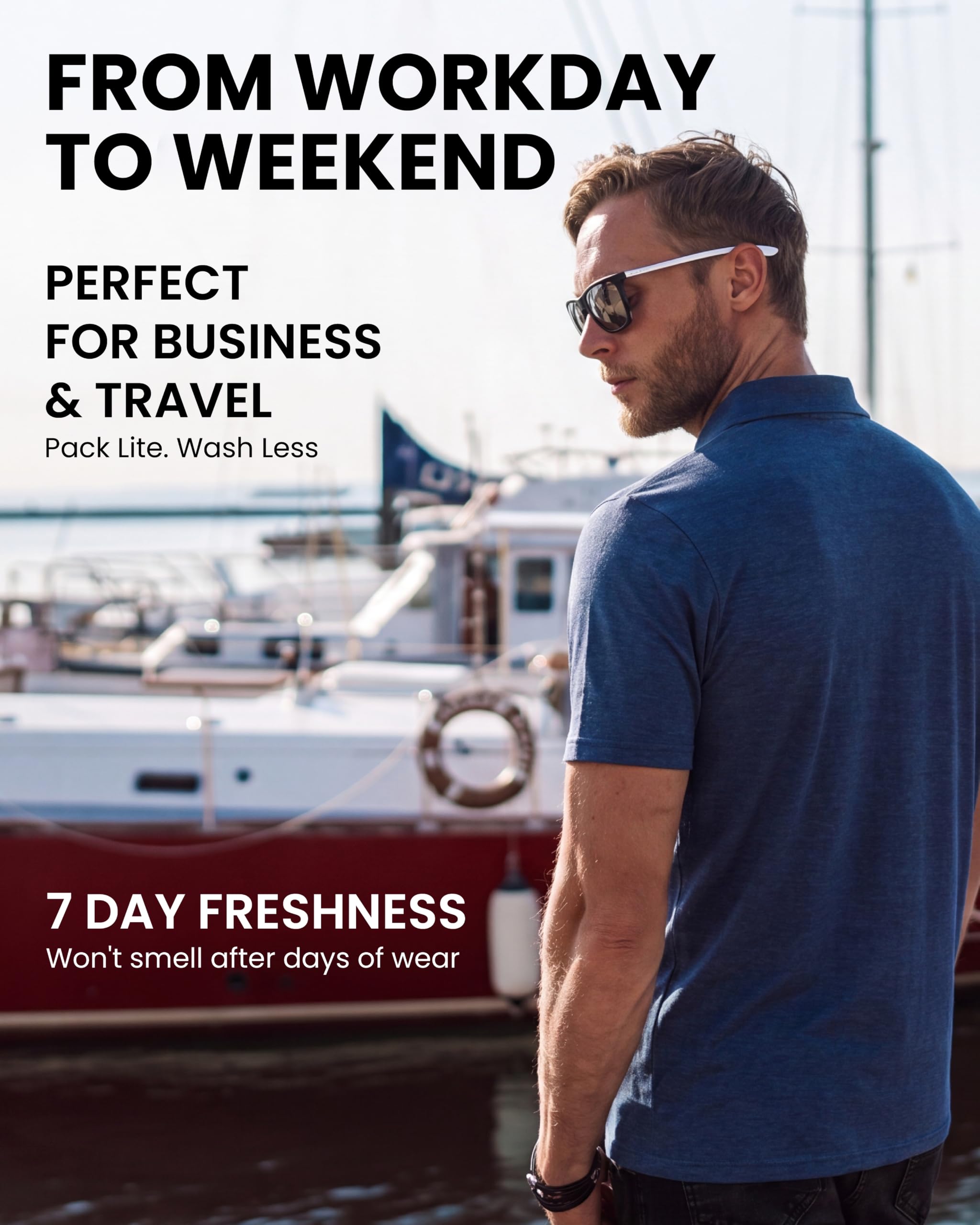 Merino.tech 100% Chemise Homme Merinos à Col Polo Zip – Bureau et Plein Air