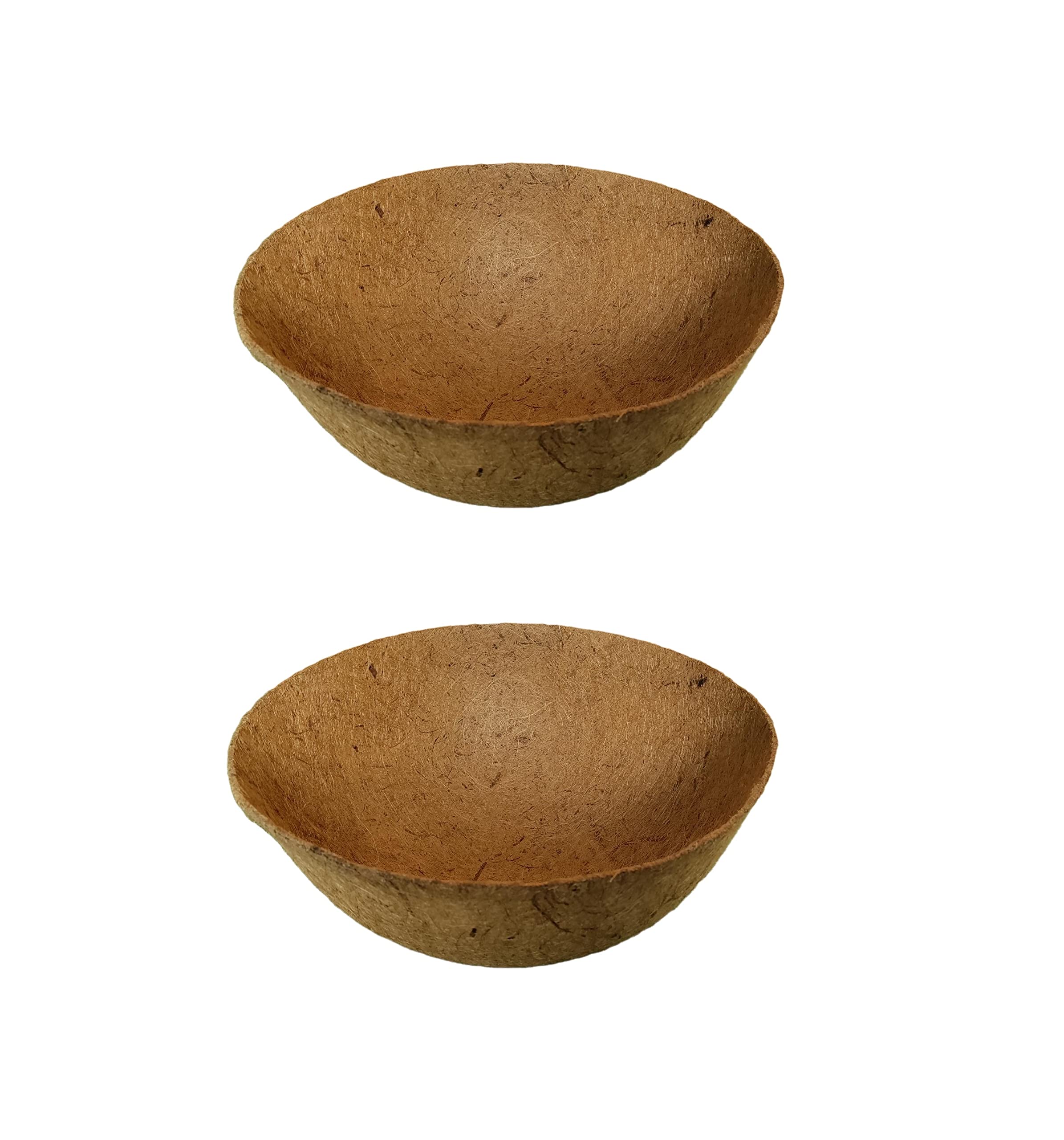 Set Of 2 Natural Coco Hanging Basket Liners Cupped Shaped Coco Liner For 14 Inch Basket