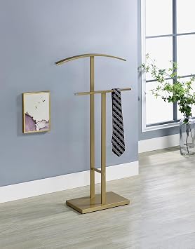KB Designs - Metal Suit Valet Stand Clothing Organizer, Clothes Rack, Jacket Hanger, Tie Hanger Gold