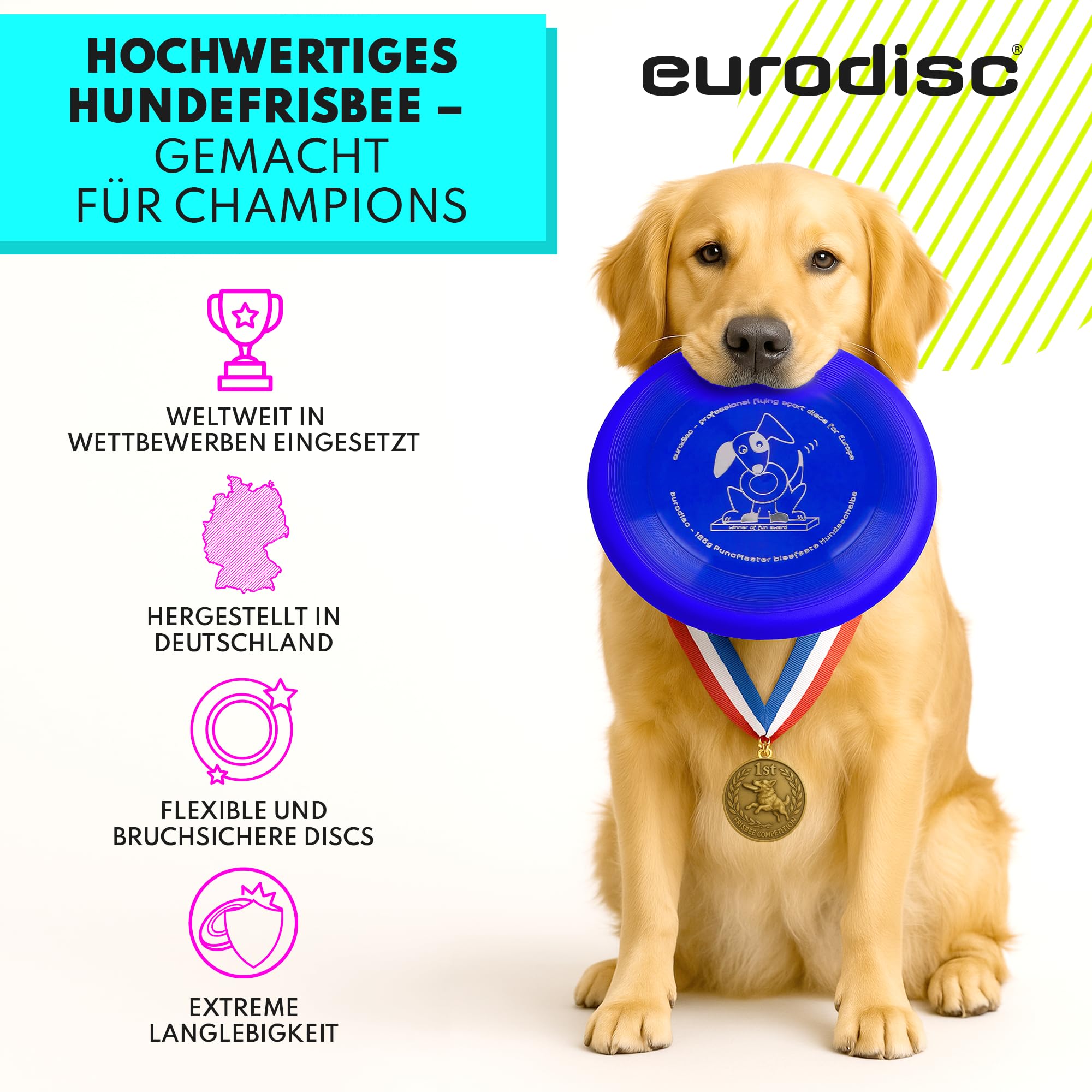 eurodisc 135g Discdogging bissstarke Hunde Frisbee PuncMaster Fun Award BLAU