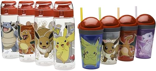 Miniatura 6 de Zak Designs Zak Designs Pokemon - Botella de agua reutilizable de plástico Tritan con tapa abatible, individual, Pokemon-K951
