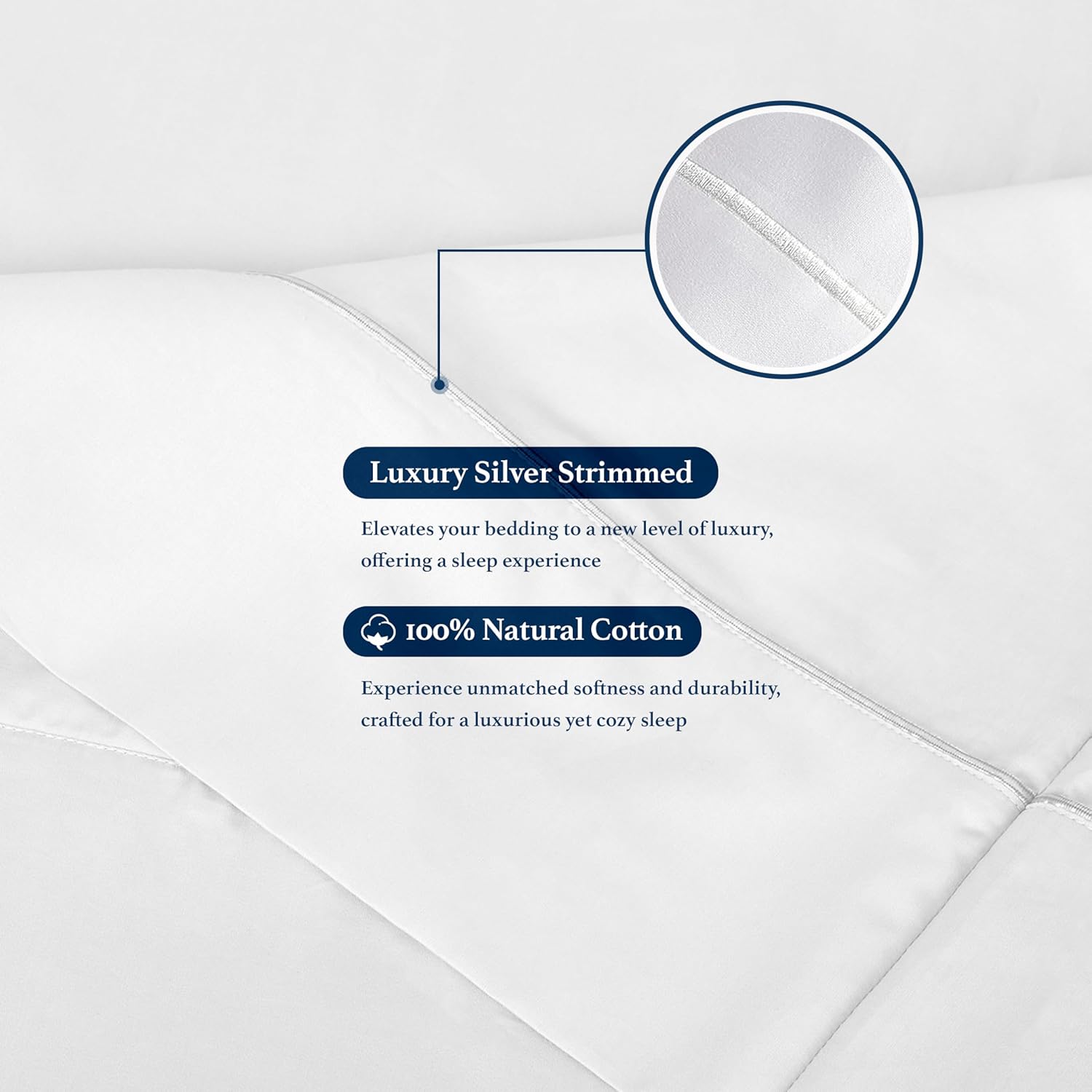 sunflower Cotton Queen Sheet Set - Queen Size Sheet Deep Pocket Up to 16 inches, White Queen Sheet Set, 4-Piece Luxury Hotel Quality Sheet with Silver Trimmed Design