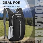 ZOMAKE Small Hiking Backpack for Women Men,10L Lightweight Packable Backpack Travel Foldable Day Pack for Outdoor Sports(Black A2)