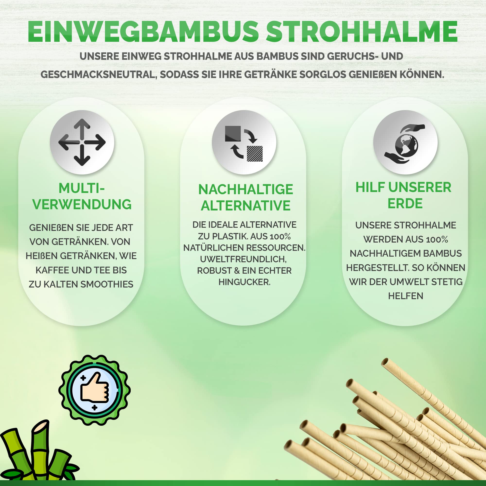 EcoAB - 100 Bambus Strohhalme Knickbar Einweg - Umweltfreundliche  Trinkhalme aus Bambusfasern fr Party, Cocktails, Smoothies [+50 SMOOTHIE  REZEPTE] - Nachhaltige Alternative ohne Plastik - 19.5 cm : Amazon.de:  Kche, Haushalt & Wohnen