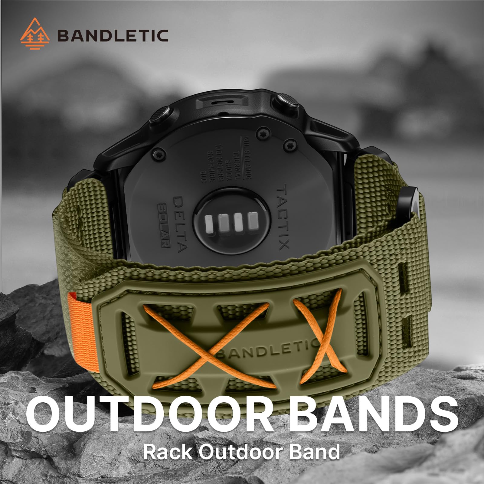 Bandletic Quick Fit 22mm 26mm Resistente Nylon Cinturino Compatibile con Garmin Watch,Morbido Tattico Sport Cinturino per Fenix/Instinct/Tactix Delta/Descent/Epix Pro/Enduro/Quatix/Forerunner/Approach