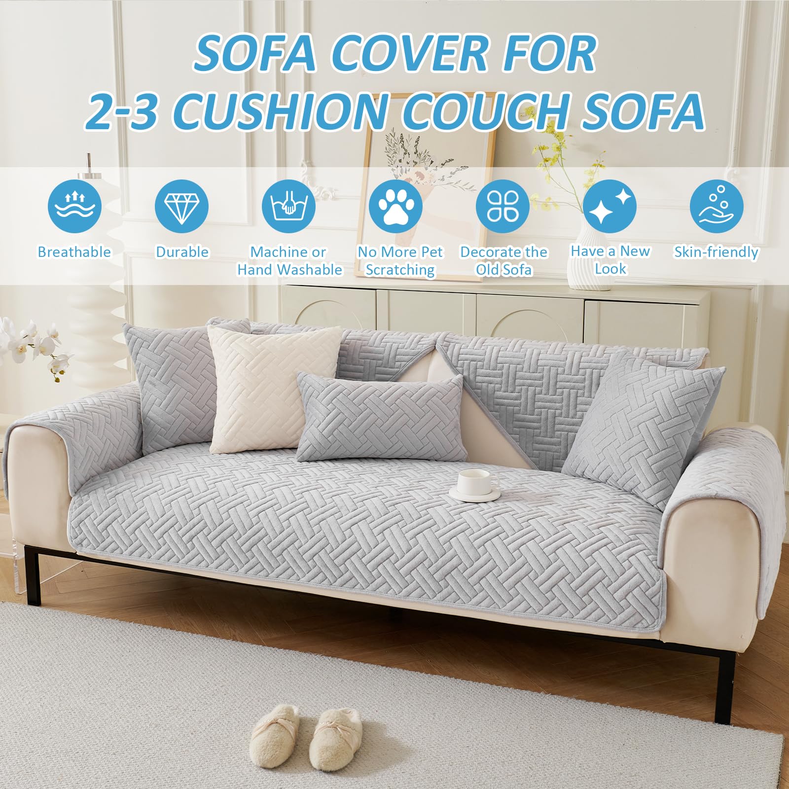 GKXLH New Sofa Cover Washable, Soft Milk Flannel Sofa Covers 1 2 3 Seater, Non-Slip Sofa Slipcovers - Image 4